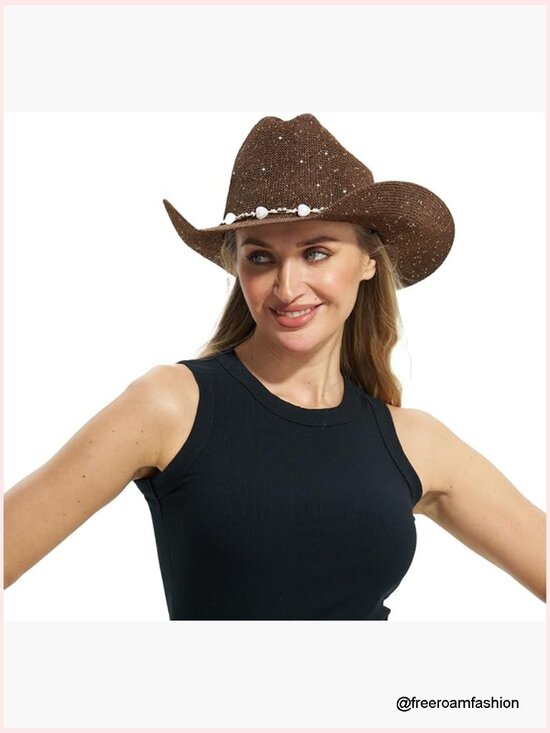 Sparkly Sequin Cowboy Hat with Thread Detail - Party Cowgirl Hat